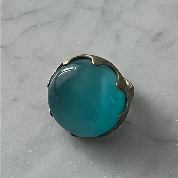 Vintage Y2K Oversized Blue Stone Women's Ring - Picture 3 of 8